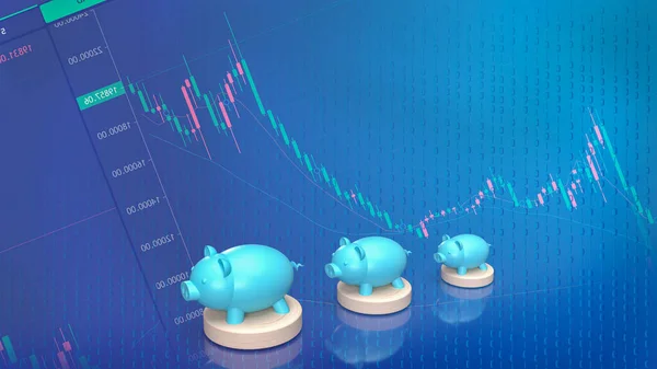Blue Piggy Bank Business Concept Rendering — Fotografia de Stock