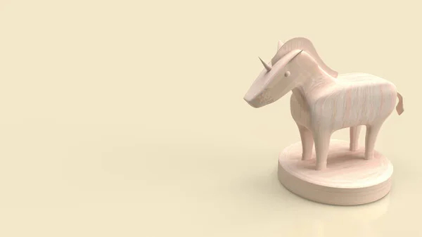 wood unicorn  for start up or business concept 3d rendering