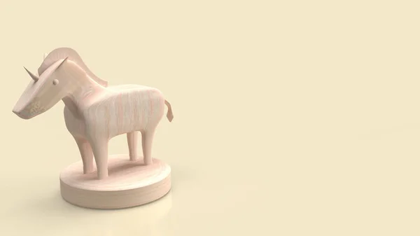 wood unicorn  for start up or business concept 3d rendering