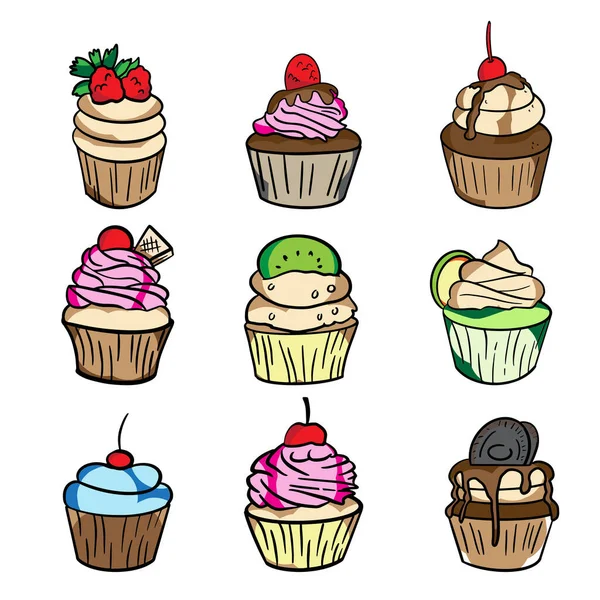 Cupcake Bundle Set Vector Image — 图库矢量图片