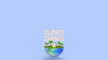 The  earth and wood text climate change  3d rendering