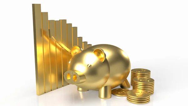 Gold Piggy Chart Business Concept Rendering — ストック写真