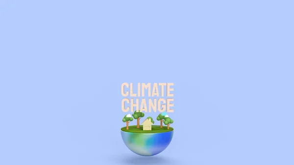 The  earth and wood text climate change  3d rendering