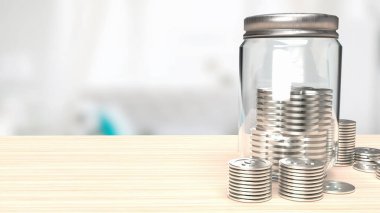 jar coins for saving concept 3d rendering