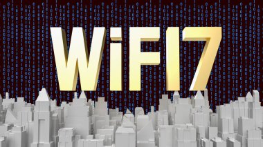 gold text wifi 7 for internet or technology concept 3d rendering
