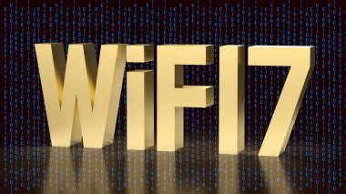 gold text wifi 7 for internet or technology concept 3d rendering