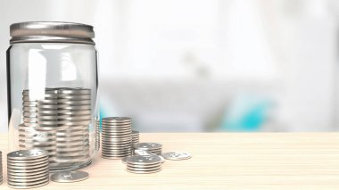 jar coins for saving concept 3d rendering