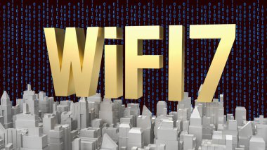 gold text wifi 7 for internet or technology concept 3d rendering