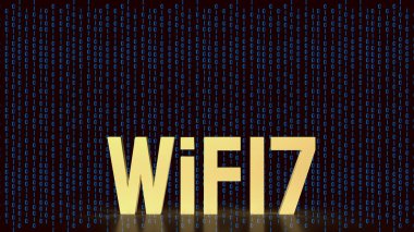 gold text wifi 7 for internet or technology concept 3d rendering