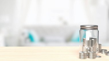 jar coins for saving concept 3d rendering