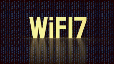 gold text wifi 7 for internet or technology concept 3d rendering