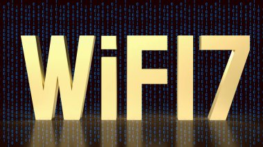 gold text wifi 7 for internet or technology concept 3d rendering