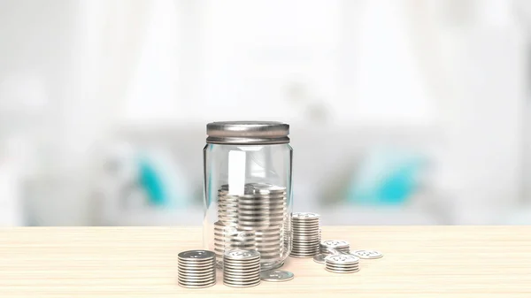 Jar Coins Saving Concept Rendering — 스톡 사진