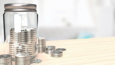 jar coins for saving concept 3d rendering