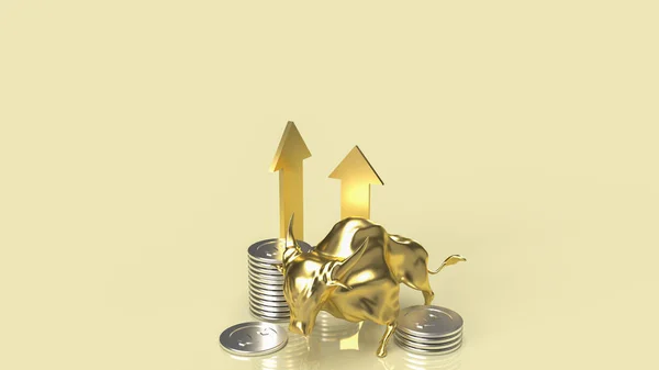 gold bull and coins for business concept 3d rendering