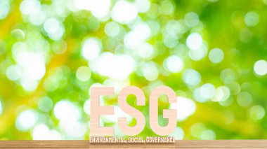 esg wood text mean Environment  Social Governance 3d renderin