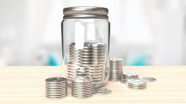 jar coins for saving concept 3d rendering