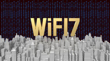 gold text wifi 7 for internet or technology concept 3d rendering