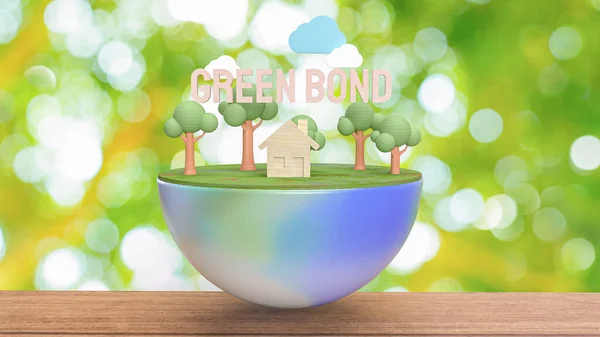 green bond text on earth for eco and business concept 3d rendering