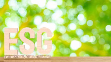 esg wood text mean Environment  Social Governance 3d renderin