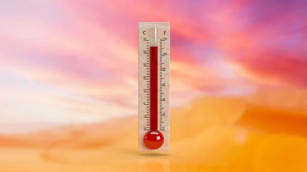 Θερμόμετρο Για Την Κλιματική Αλλαγή Έννοια Καύσωνα Renderin — Φωτογραφία Αρχείου