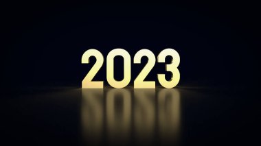 gold number 2023 in black background  3d rendering
