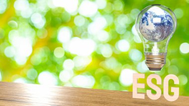 light bulb and esg wood text mean Environment  Social Governance 3d rendering