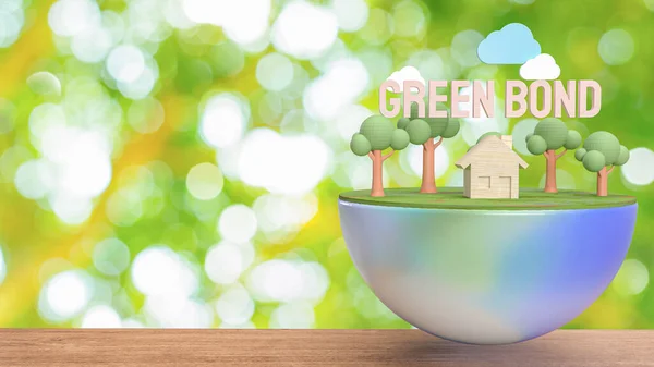 green bond text on earth for eco and business concept 3d rendering