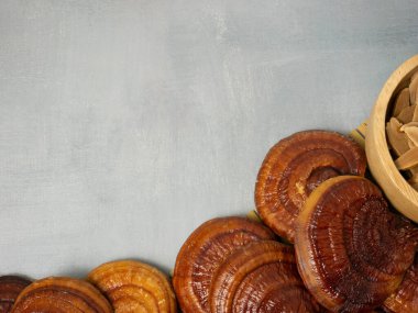 lingzhi mushroom top view image for medical or health concept 