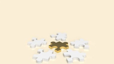 white and gold  jigsaw for abstract or business concept  3d rendering