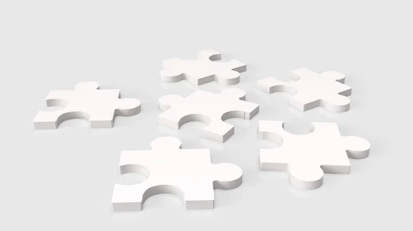 White Jigsaw Abstract Business Concept Rendering — Stockfoto