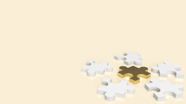 white and gold  jigsaw for abstract or business concept  3d rendering
