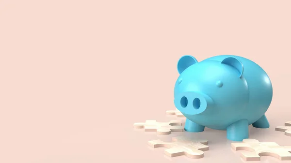 White Jigsaw Piggy Bank Abstract Business Concept Renderin — Stockfoto