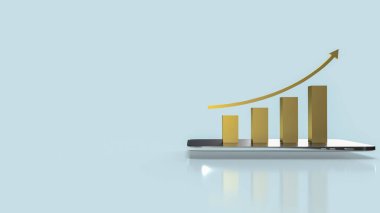 gold chart on tablet for business concept 3d rendering