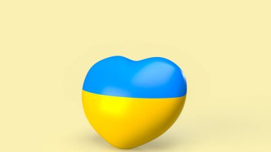 heart Ukraine flag for peace or war concept 3d rendering