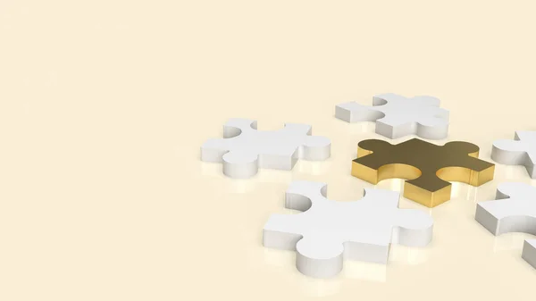 White Gold Jigsaw Abstract Business Concept Rendering — Stockfoto