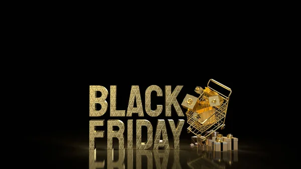 Gold Shopping Cart Black Friday Concept Rendering — Stockfoto