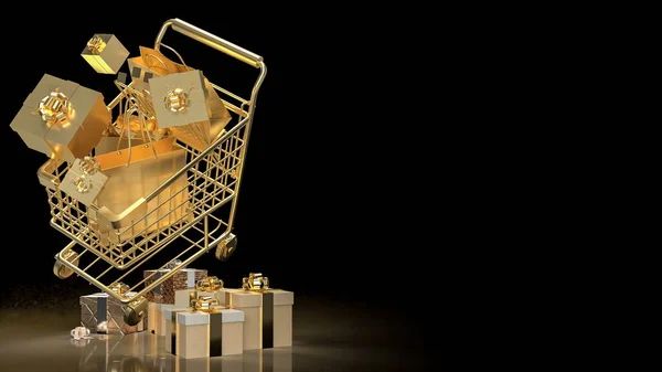 Gold Shopping Cart Black Friday Concept Rendering — Photo