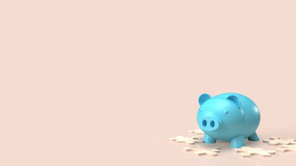 White Jigsaw Piggy Bank Abstract Business Concept Renderin — Stock Photo, Image