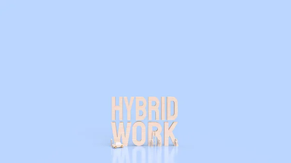 Wood Text Hybrid Working Business Concept Rendering — ストック写真