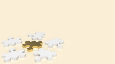 white and gold  jigsaw for abstract or business concept  3d rendering