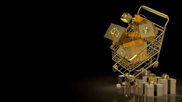 Gold Shopping Cart Black Friday Concept Rendering — ストック写真