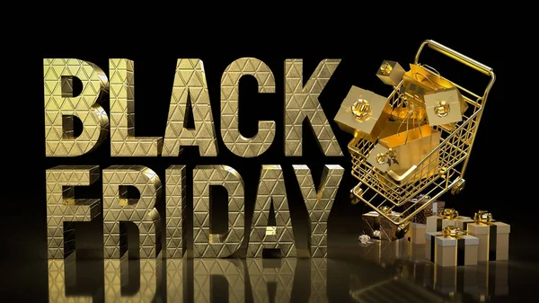 Gold Shopping Cart Black Friday Concept Rendering — Foto Stock