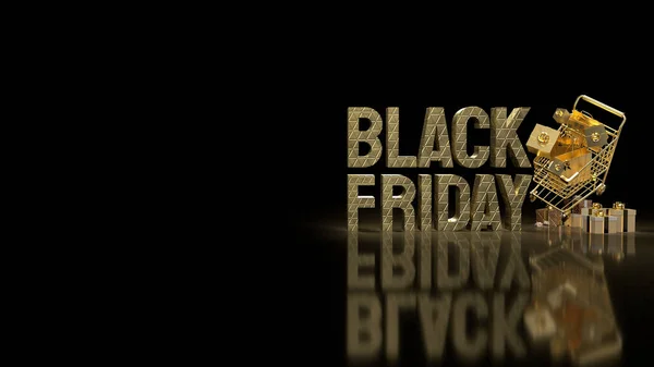 Gold Shopping Cart Black Friday Concept Rendering — Foto Stock