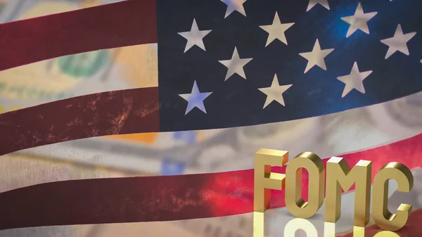 altın metin fomc veya Federal Açık Pazar Komitesi iş konsepti 3D oluşturma