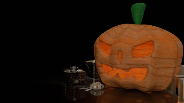 Halloween Pumpkin Gift Box Rendering — Stok fotoğraf