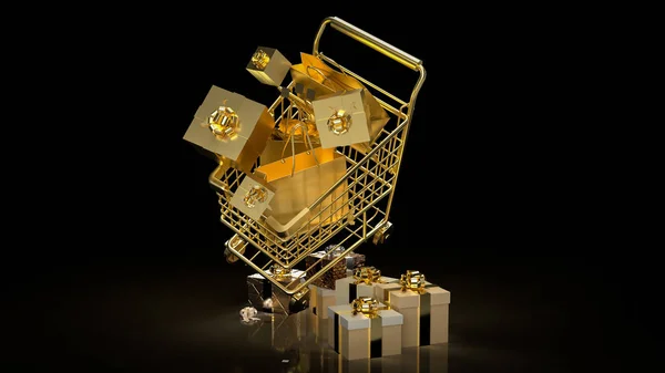 Gold Shopping Cart Black Friday Concept Rendering — Photo