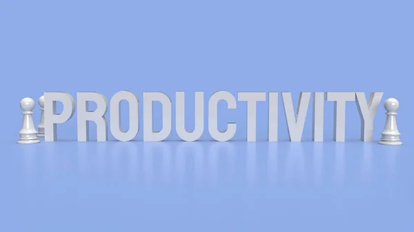 Biały Tekst Produktywność Szachy Dla Koncepcji Biznesu Renderowania — Zdjęcie stockowe