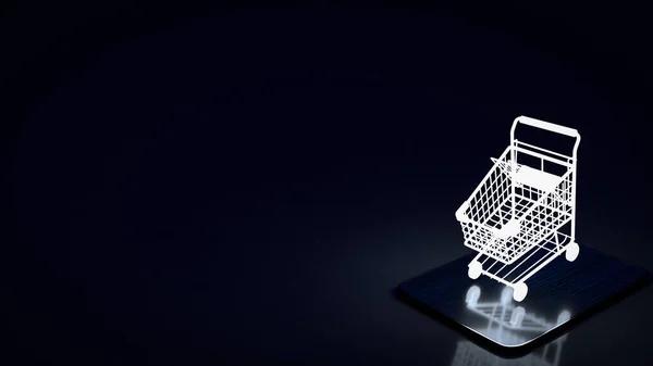 Shopping Cart Glow Light Tablet Commerces Business Rendering — Stock Photo, Image