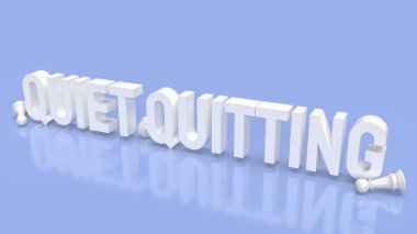 beyaz metin sessizce bırakma ve iş konsepti için satranç 3D yorumlama